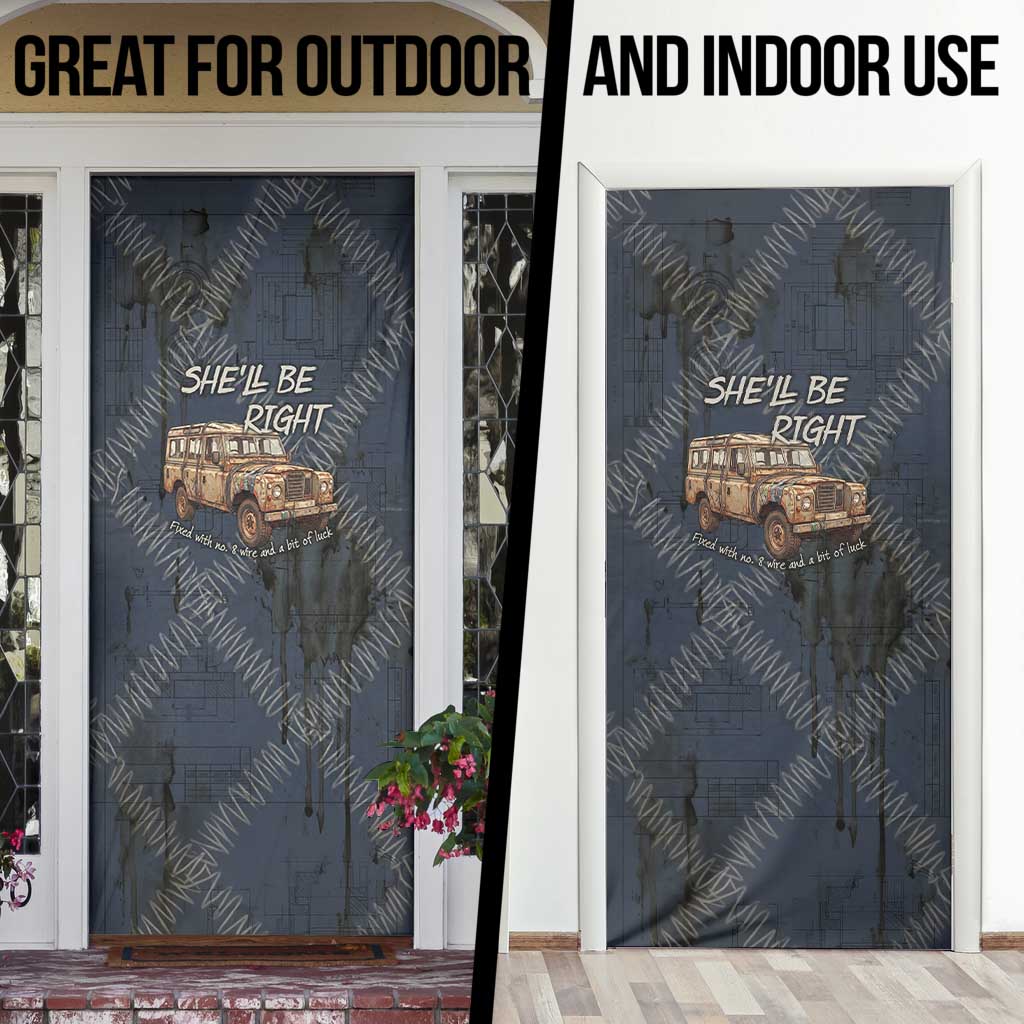 New Zealand She’ll Be Right Door Cover NZ Slang No. 8 Wire Map Pattern TS04 - Polynesian Pride