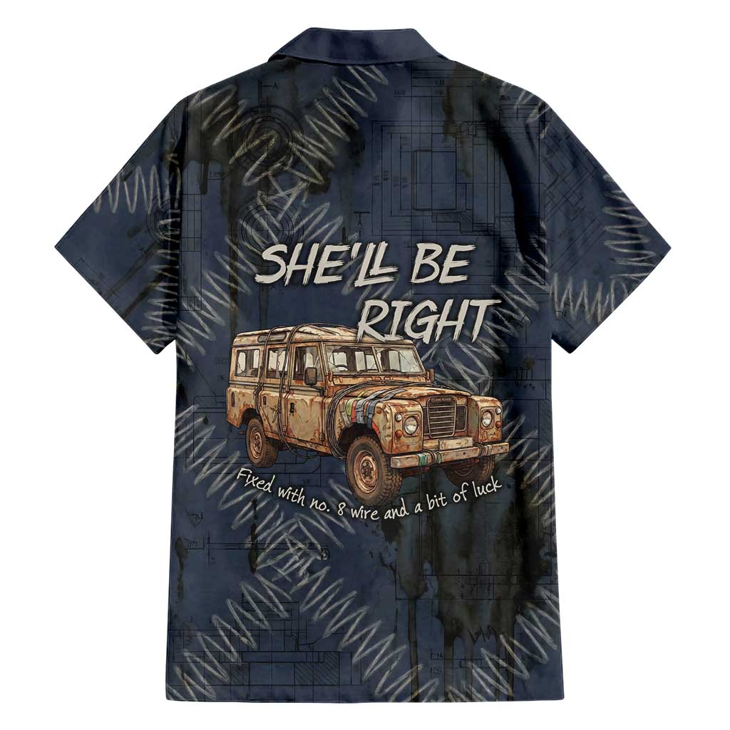 New Zealand She’ll Be Right Family Matching Long Sleeve Bodycon Dress and Hawaiian Shirt NZ Slang No. 8 Wire Map Pattern