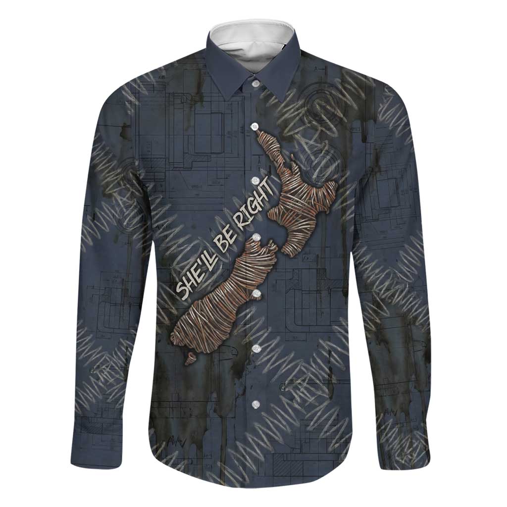 New Zealand She’ll Be Right Family Matching Puletasi and Hawaiian Shirt NZ Slang No. 8 Wire Map Pattern