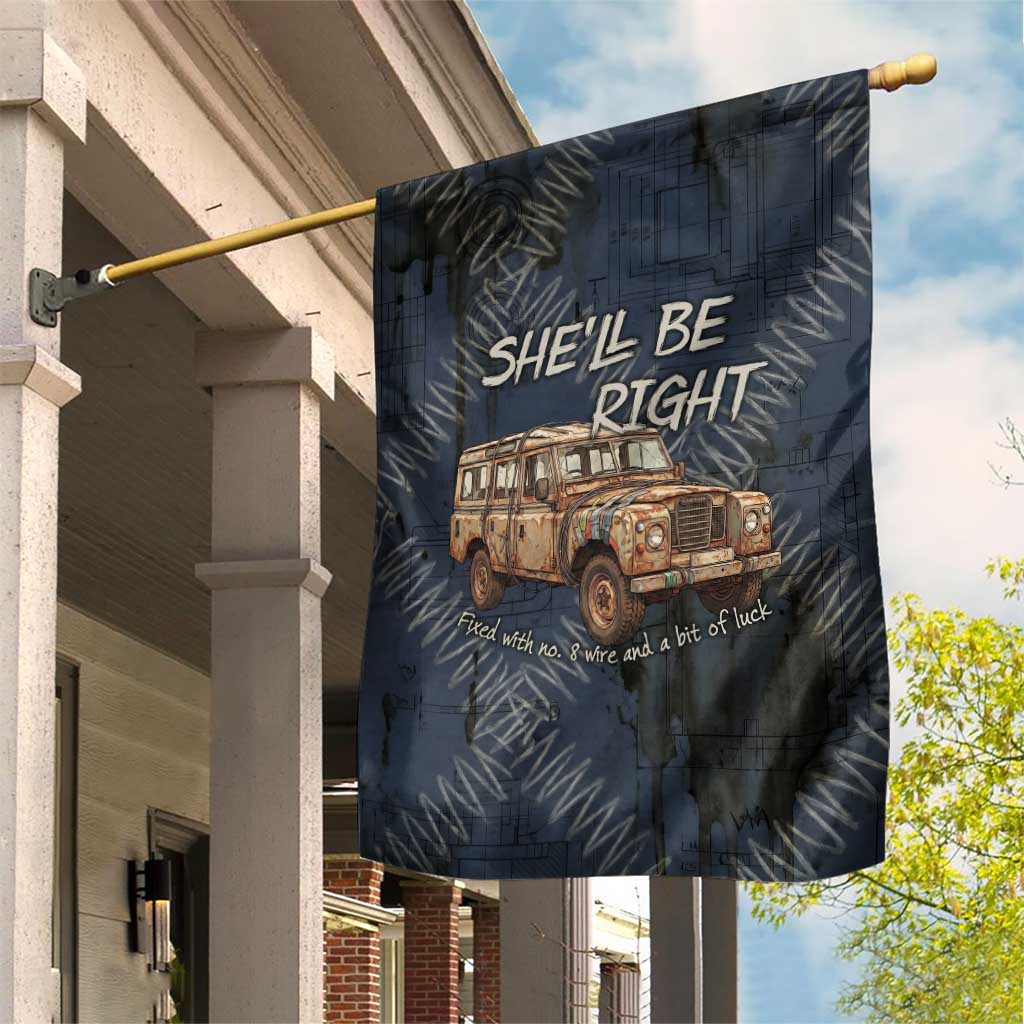New Zealand She’ll Be Right Garden Flag NZ Slang No. 8 Wire Map Pattern TS04 House Flag Navy Slate - Polynesian Pride