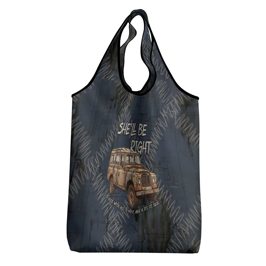 New Zealand She’ll Be Right Grocery Bag NZ Slang No. 8 Wire Map Pattern TS04 - Polynesian Pride