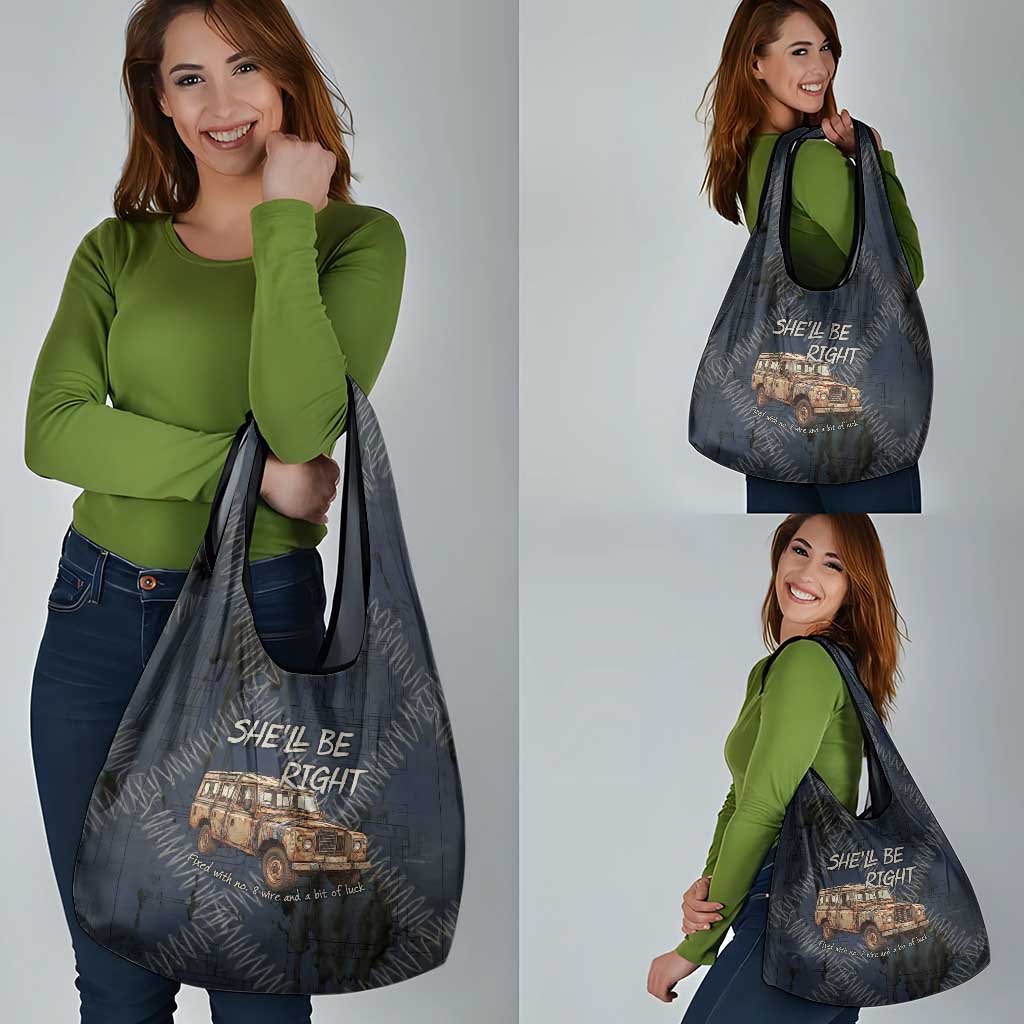 New Zealand She’ll Be Right Grocery Bag NZ Slang No. 8 Wire Map Pattern TS04 - Polynesian Pride
