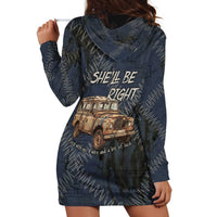 New Zealand She’ll Be Right Hoodie Dress NZ Slang No. 8 Wire Map Pattern