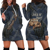 New Zealand She’ll Be Right Hoodie Dress NZ Slang No. 8 Wire Map Pattern