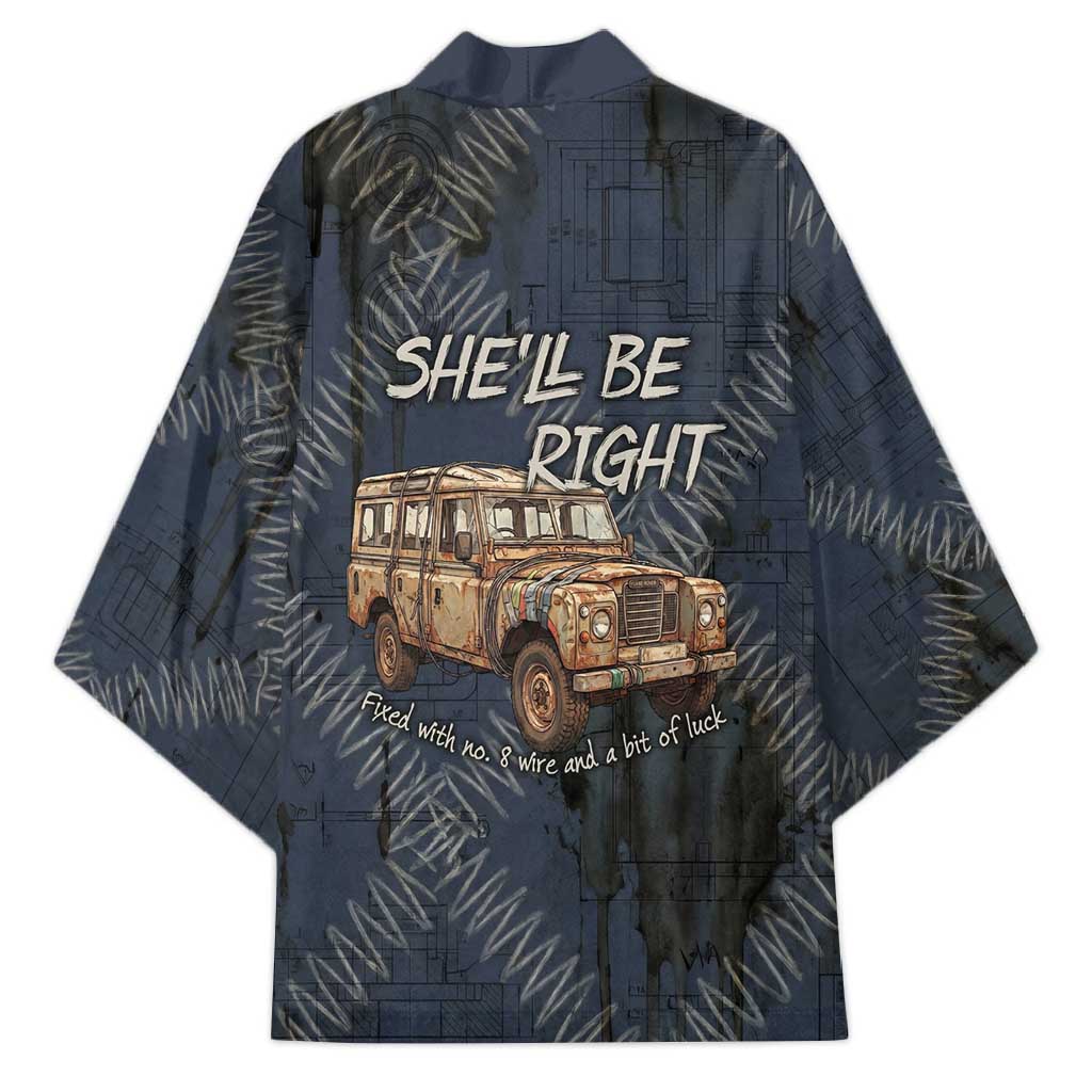 New Zealand She’ll Be Right Kimono NZ Slang No. 8 Wire Map Pattern TS04 - Polynesian Pride