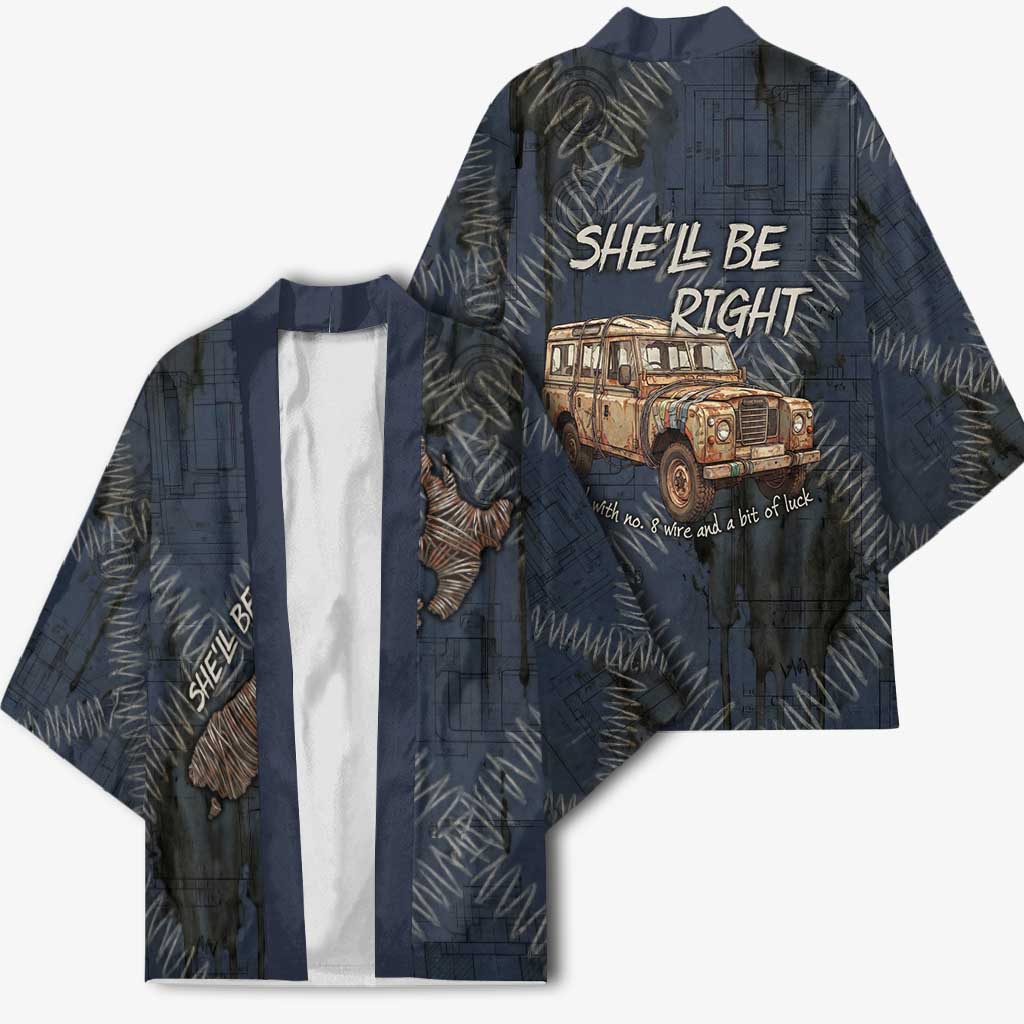 New Zealand She’ll Be Right Kimono NZ Slang No. 8 Wire Map Pattern TS04 - Polynesian Pride