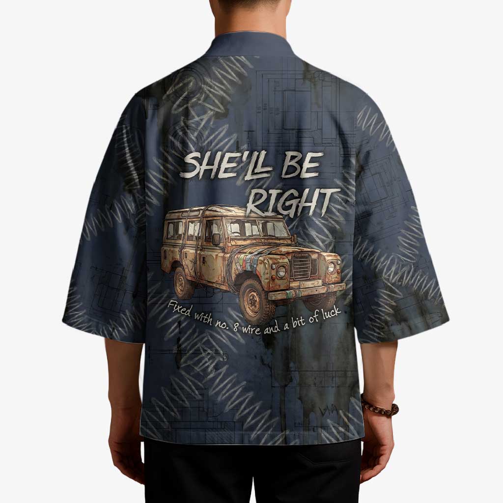 New Zealand She’ll Be Right Kimono NZ Slang No. 8 Wire Map Pattern TS04 - Polynesian Pride