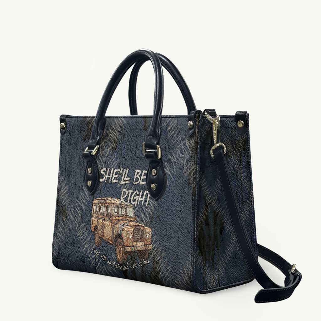 New Zealand She’ll Be Right Leather Bag NZ Slang No. 8 Wire Map Pattern TS04 Navy Slate - Polynesian Pride