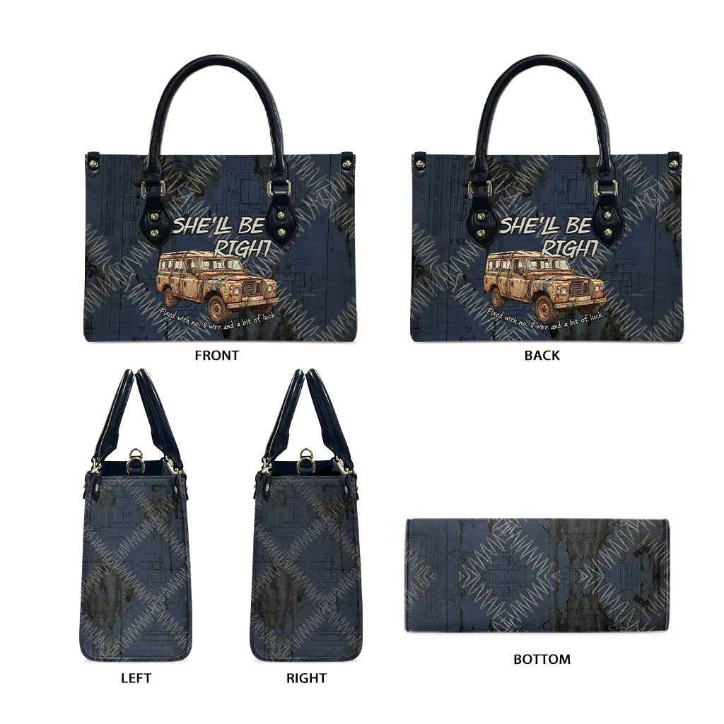 New Zealand She’ll Be Right Leather Bag NZ Slang No. 8 Wire Map Pattern TS04 - Polynesian Pride