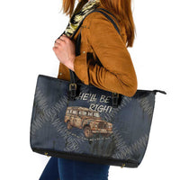 New Zealand She’ll Be Right Leather Tote Bag NZ Slang No. 8 Wire Map Pattern TS04 Navy Slate - Polynesian Pride