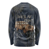 New Zealand She’ll Be Right Long Sleeve Shirt NZ Slang No. 8 Wire Map Pattern TS04 - Polynesian Pride