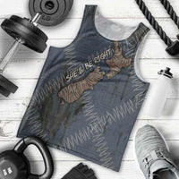 New Zealand She’ll Be Right Men Tank Top NZ Slang No. 8 Wire Map Pattern TS04 - Polynesian Pride