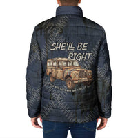 New Zealand She’ll Be Right Padded Jacket NZ Slang No. 8 Wire Map Pattern