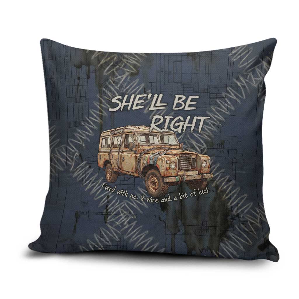 New Zealand She’ll Be Right Pillow Cover NZ Slang No. 8 Wire Map Pattern TS04 Navy Slate - Polynesian Pride