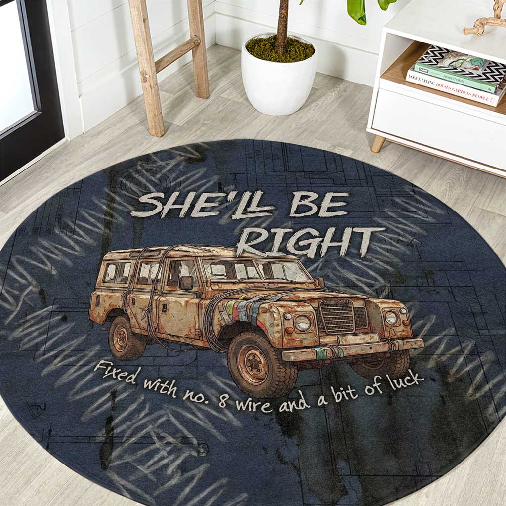 New Zealand She’ll Be Right Round Carpet NZ Slang No. 8 Wire Map Pattern
