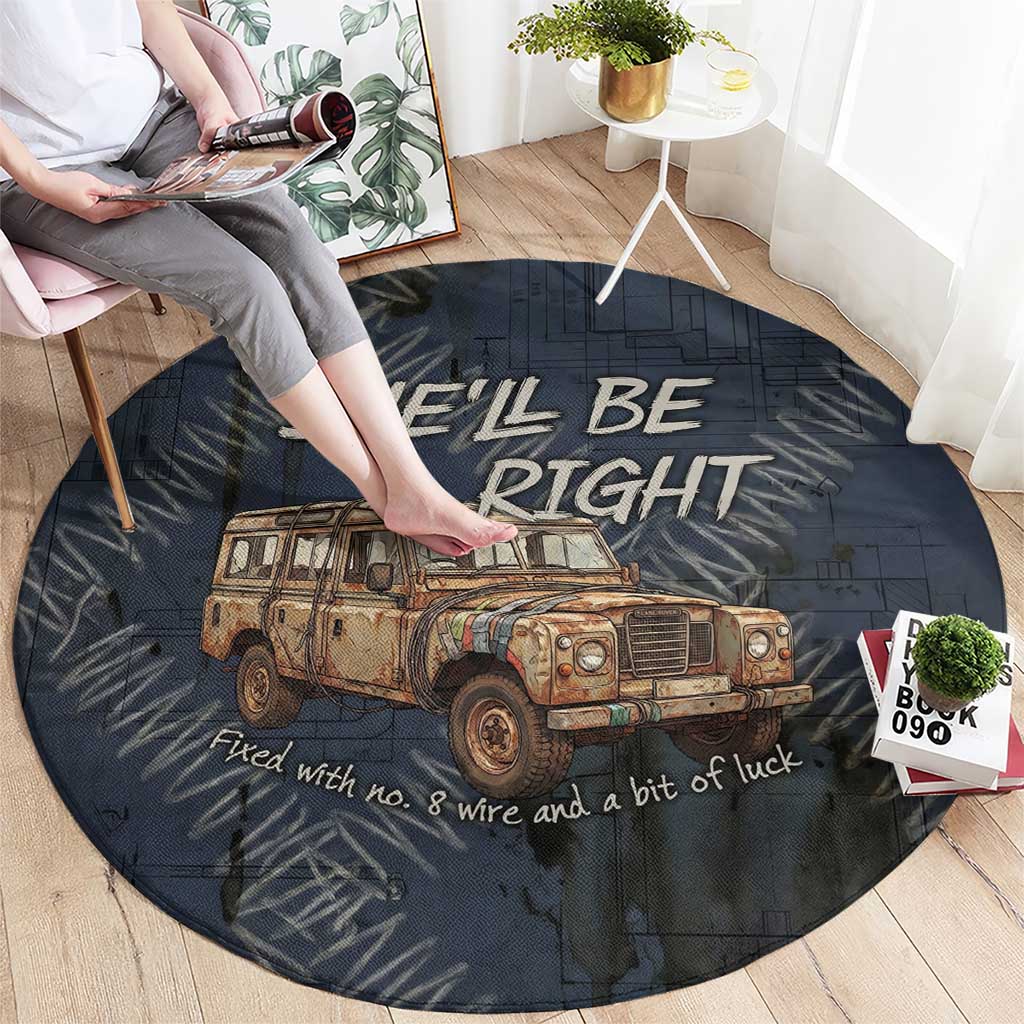 New Zealand She’ll Be Right Round Carpet NZ Slang No. 8 Wire Map Pattern