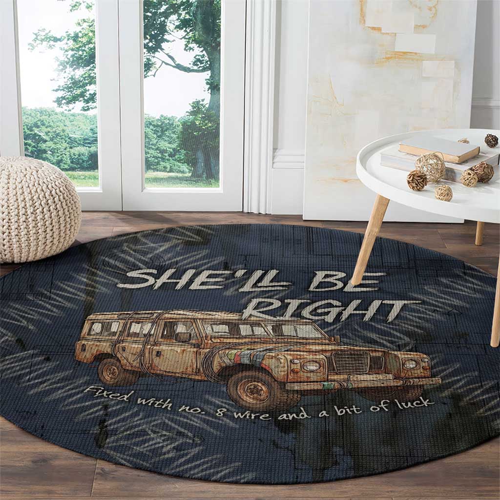 New Zealand She’ll Be Right Round Carpet NZ Slang No. 8 Wire Map Pattern