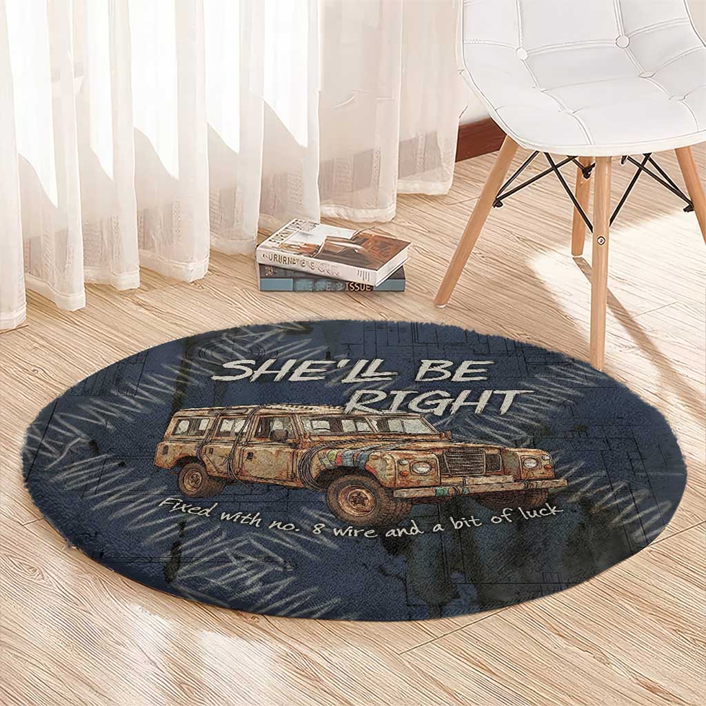 New Zealand She’ll Be Right Round Carpet NZ Slang No. 8 Wire Map Pattern