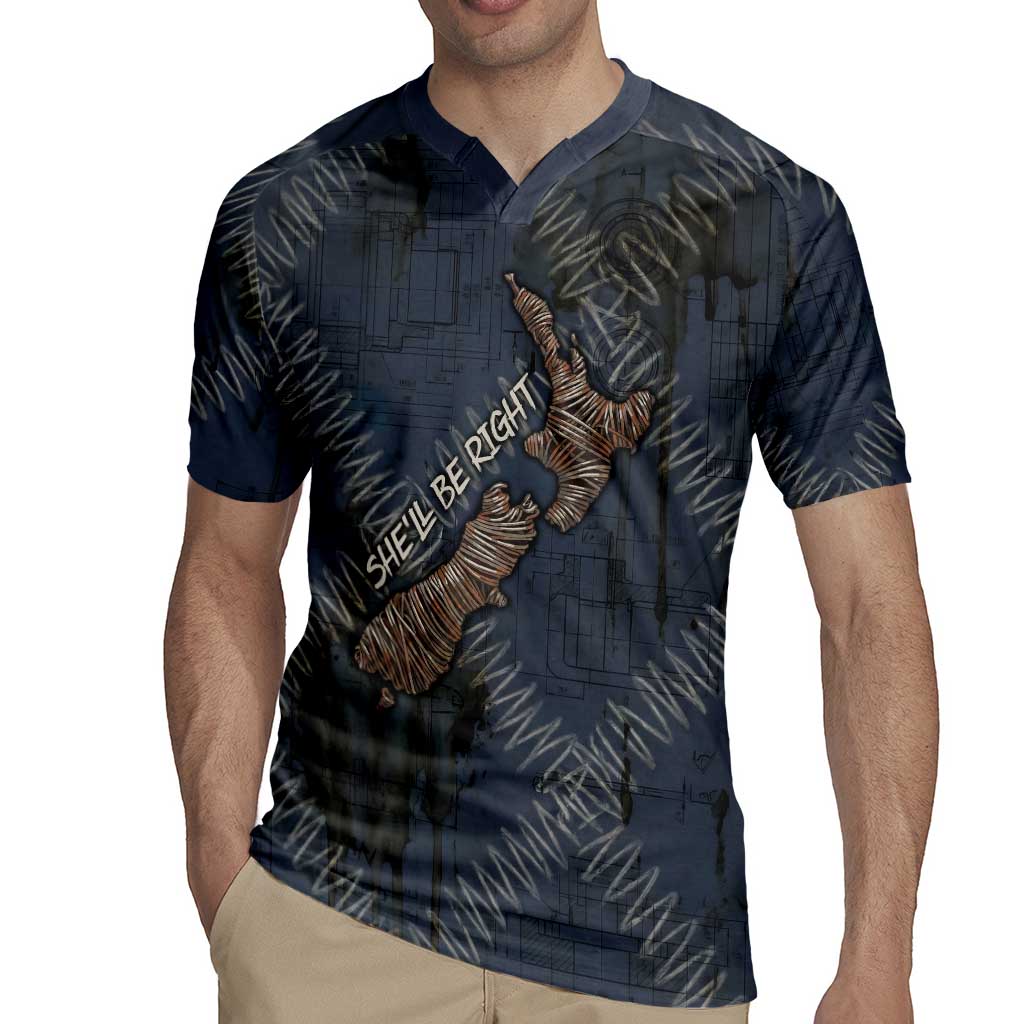 New Zealand She’ll Be Right Rugby Jersey NZ Slang No. 8 Wire Map Pattern TS04 - Polynesian Pride