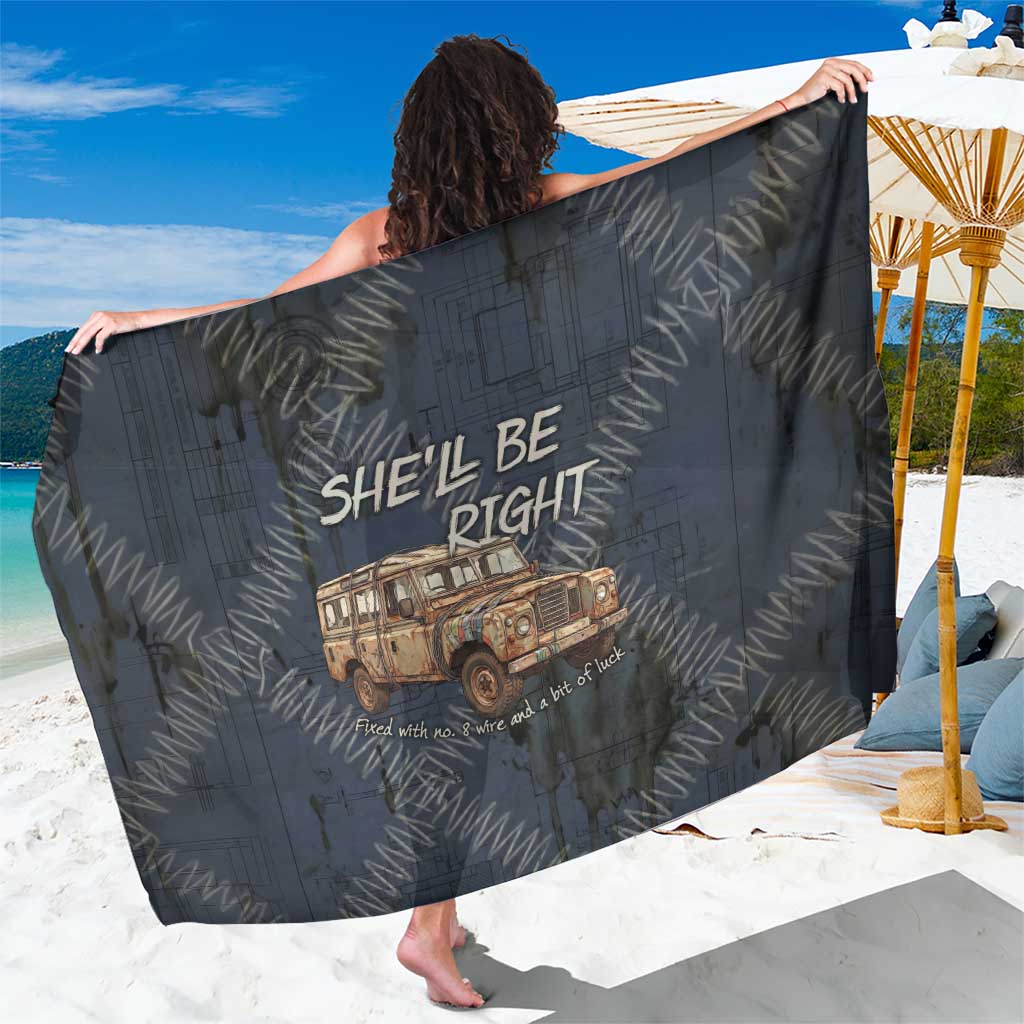 New Zealand She’ll Be Right Sarong NZ Slang No. 8 Wire Map Pattern