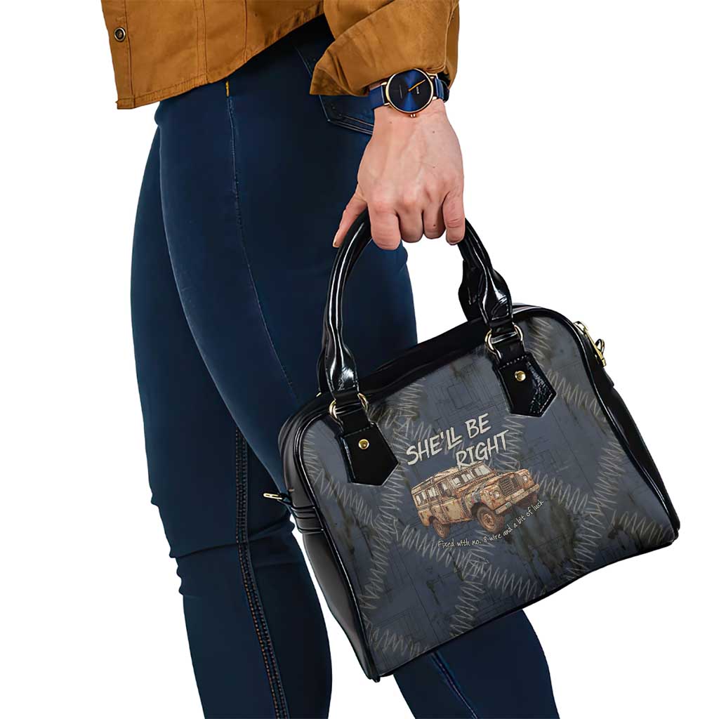 New Zealand She’ll Be Right Shoulder Handbag NZ Slang No. 8 Wire Map Pattern TS04 - Polynesian Pride