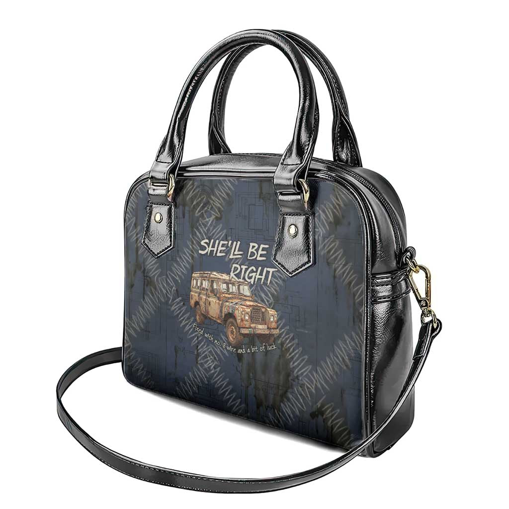 New Zealand She’ll Be Right Shoulder Handbag NZ Slang No. 8 Wire Map Pattern TS04 - Polynesian Pride