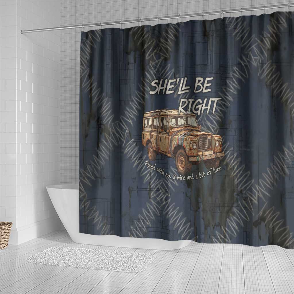 New Zealand She’ll Be Right Shower Curtain NZ Slang No. 8 Wire Map Pattern TS04 - Polynesian Pride