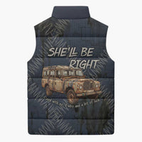 New Zealand She’ll Be Right Sleeveless Puffer Jacket NZ Slang No. 8 Wire Map Pattern TS04 - Polynesian Pride