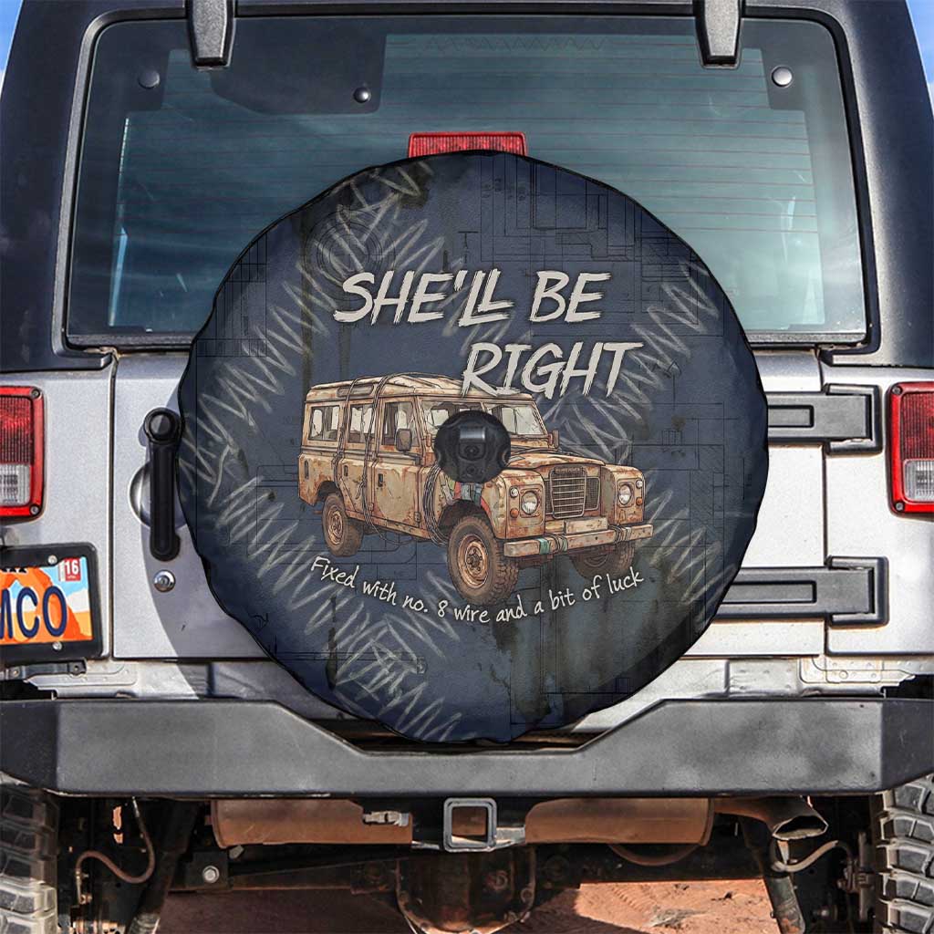 New Zealand She’ll Be Right Spare Tire Cover NZ Slang No. 8 Wire Map Pattern TS04 Navy Slate - Polynesian Pride