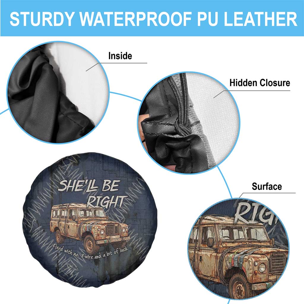 New Zealand She’ll Be Right Spare Tire Cover NZ Slang No. 8 Wire Map Pattern TS04 - Polynesian Pride