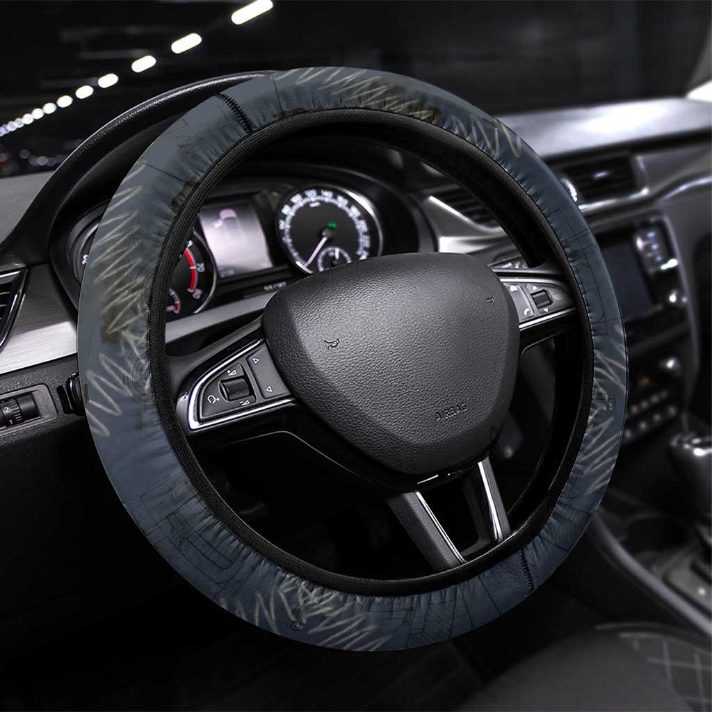 New Zealand She’ll Be Right Steering Wheel Cover NZ Slang No. 8 Wire Map Pattern TS04 Universal Fit Navy Slate - Polynesian Pride