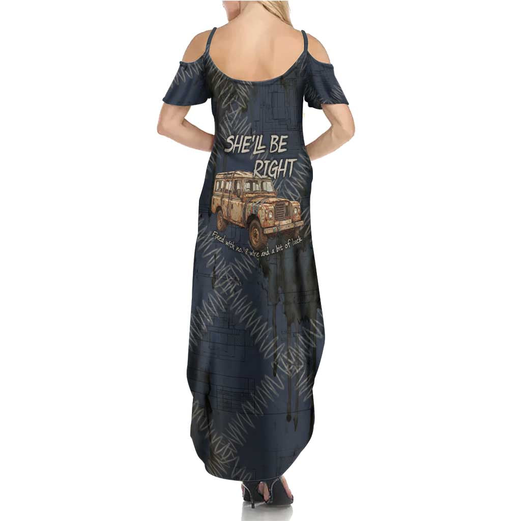 New Zealand She’ll Be Right Summer Maxi Dress NZ Slang No. 8 Wire Map Pattern TS04 - Polynesian Pride