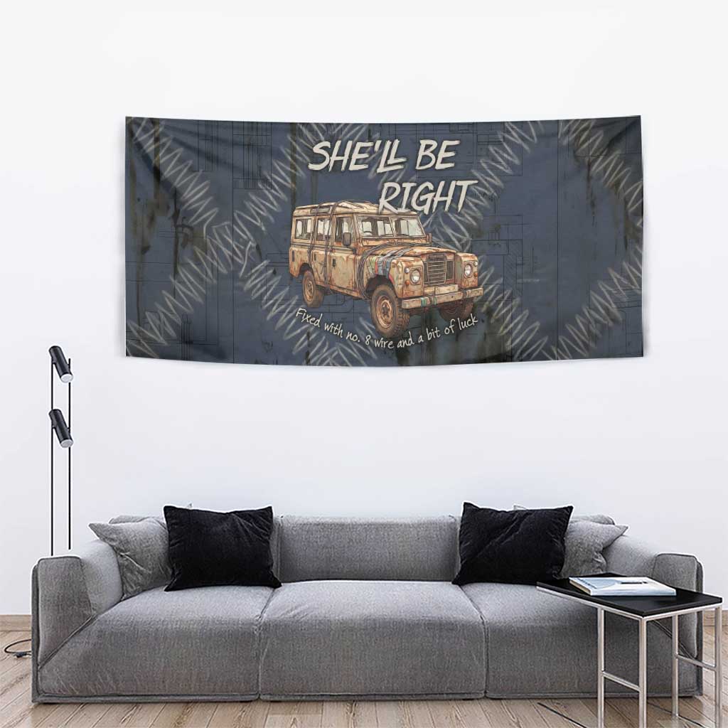 New Zealand She’ll Be Right Tapestry NZ Slang No. 8 Wire Map Pattern TS04 - Polynesian Pride