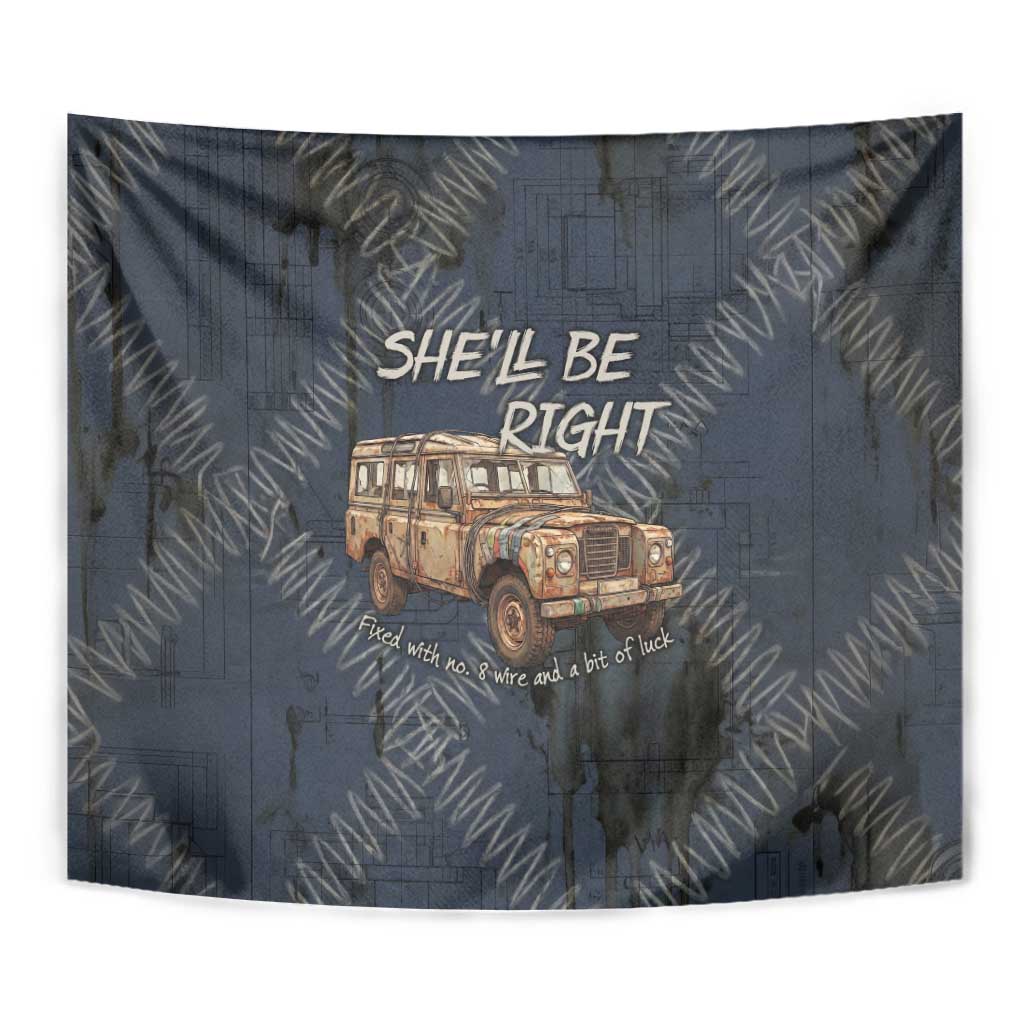 New Zealand She’ll Be Right Tapestry NZ Slang No. 8 Wire Map Pattern TS04 - Polynesian Pride