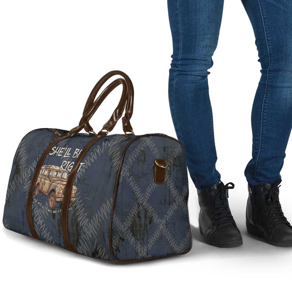 New Zealand She’ll Be Right Travel Bag NZ Slang No. 8 Wire Map Pattern TS04 - Polynesian Pride