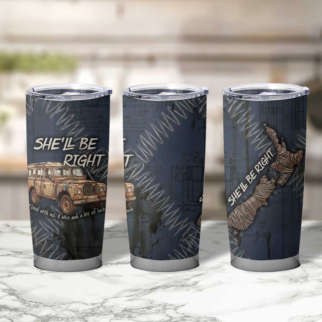 New Zealand She’ll Be Right Tumbler Cup NZ Slang No. 8 Wire Map Pattern TS04 - Polynesian Pride