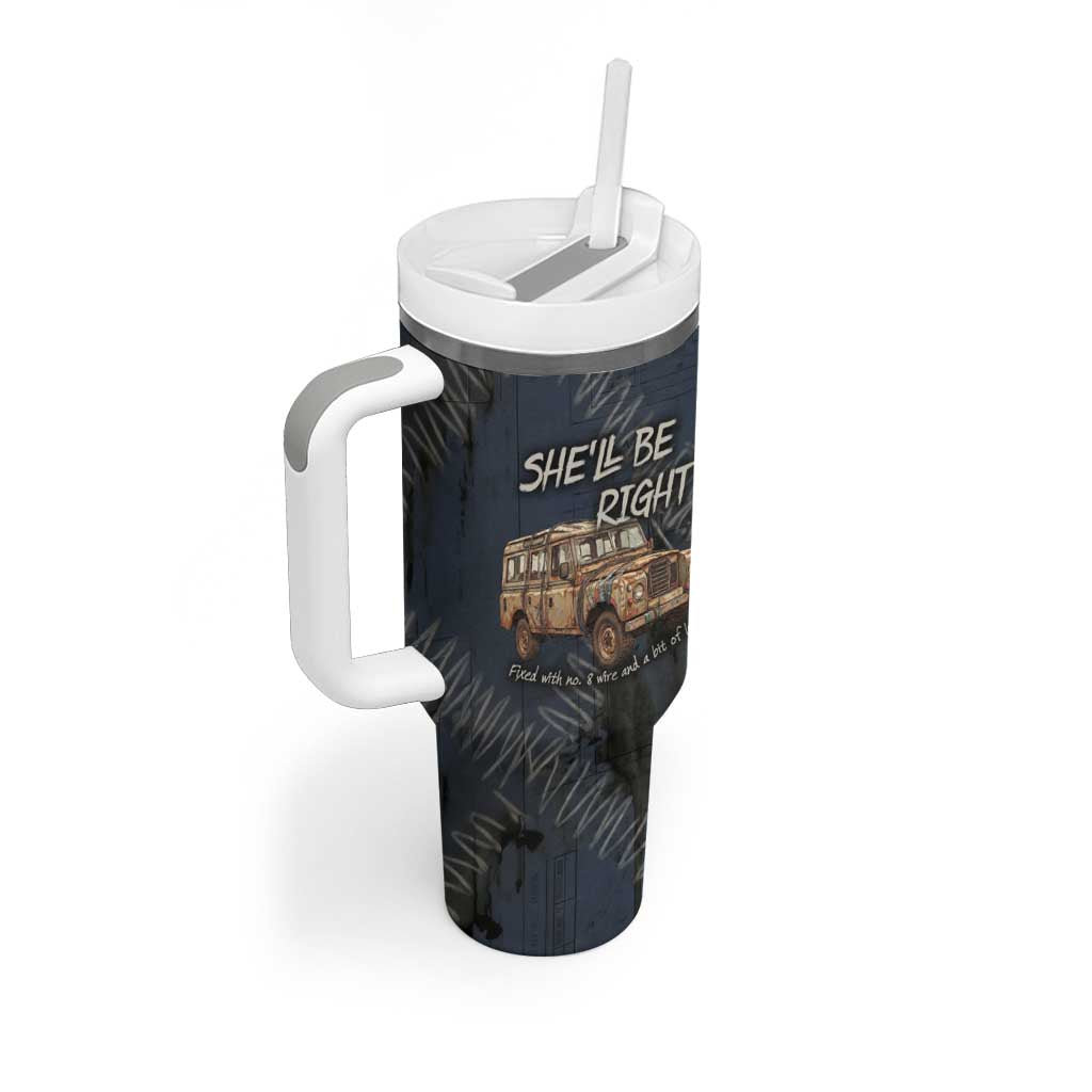 New Zealand She’ll Be Right Tumbler With Handle NZ Slang No. 8 Wire Map Pattern TS04 - Polynesian Pride