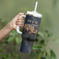 New Zealand She’ll Be Right Tumbler With Handle NZ Slang No. 8 Wire Map Pattern TS04 - Polynesian Pride