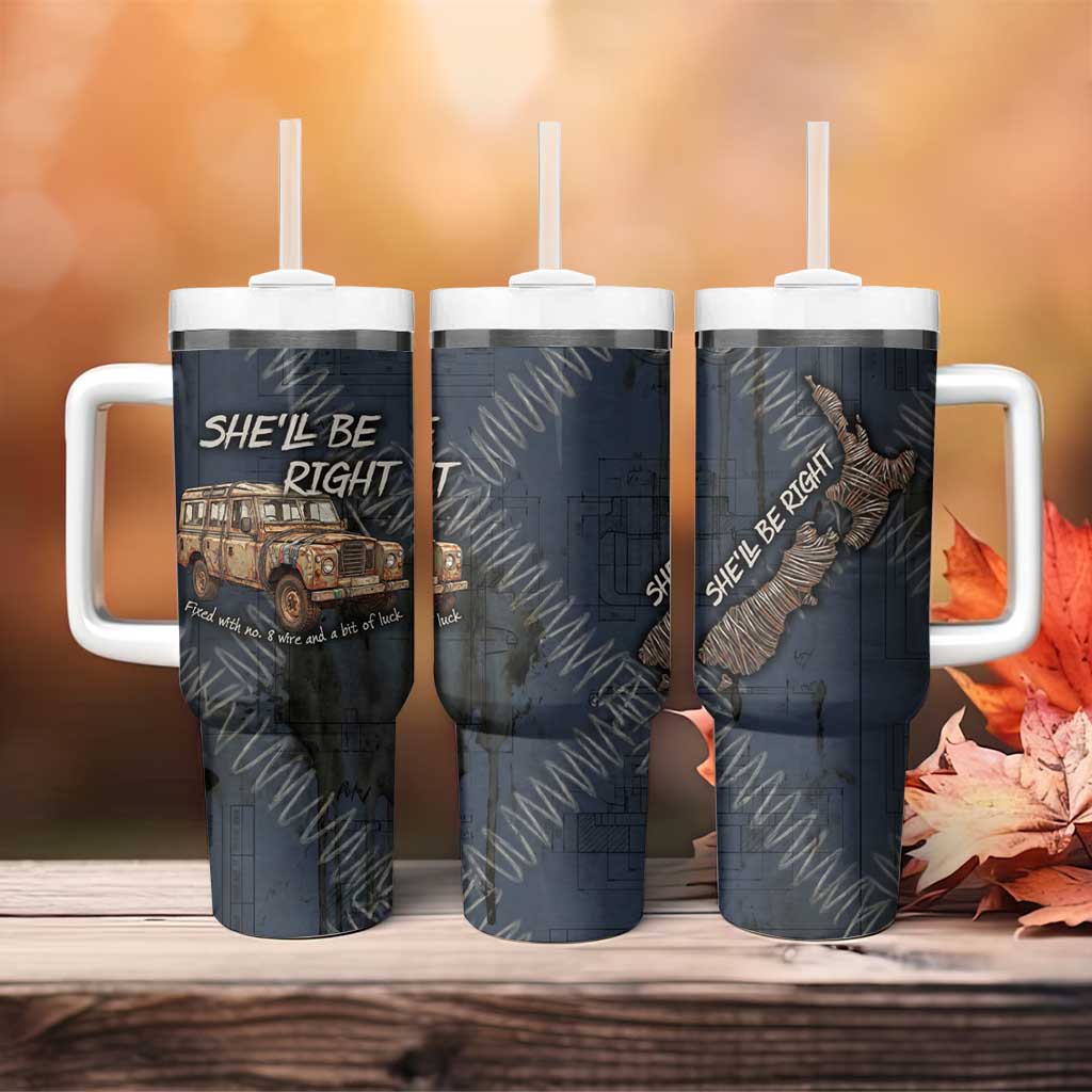 New Zealand She’ll Be Right Tumbler With Handle NZ Slang No. 8 Wire Map Pattern TS04 - Polynesian Pride