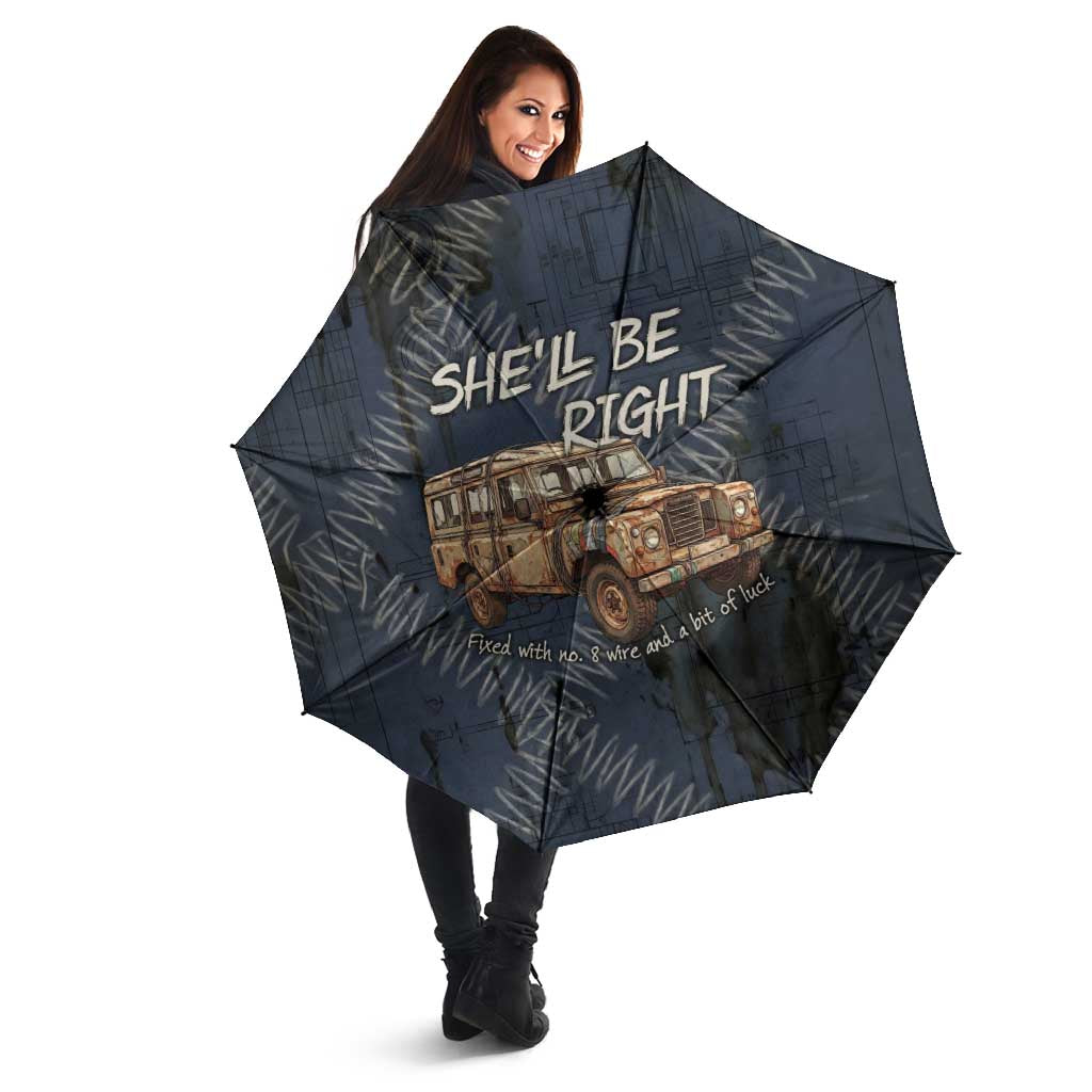 New Zealand She’ll Be Right Umbrella NZ Slang No. 8 Wire Map Pattern TS04 - Polynesian Pride