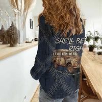 New Zealand She’ll Be Right Women Casual Shirt NZ Slang No. 8 Wire Map Pattern TS04 - Polynesian Pride
