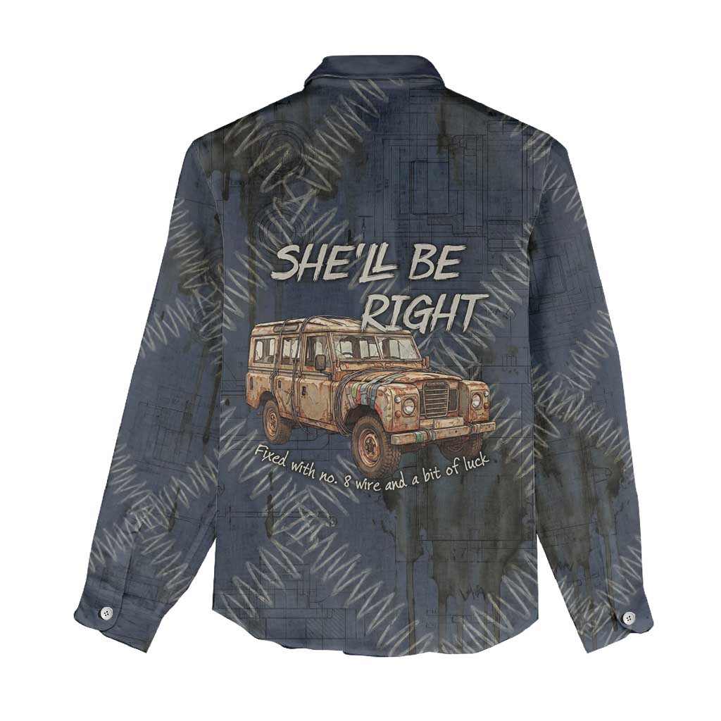 New Zealand She’ll Be Right Women Casual Shirt NZ Slang No. 8 Wire Map Pattern TS04 - Polynesian Pride