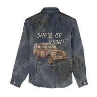 New Zealand She’ll Be Right Women Casual Shirt NZ Slang No. 8 Wire Map Pattern TS04 - Polynesian Pride