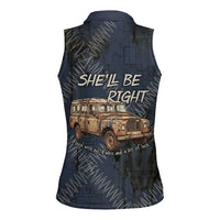 New Zealand She’ll Be Right Women Sleeveless Polo Shirt NZ Slang No. 8 Wire Map Pattern TS04 - Polynesian Pride