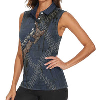 New Zealand She’ll Be Right Women Sleeveless Polo Shirt NZ Slang No. 8 Wire Map Pattern TS04 - Polynesian Pride