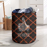 Tu Meke Maori New Zealand Slang Laundry Basket with Glow Neon Step Style TS04 Black Orange - Polynesian Pride