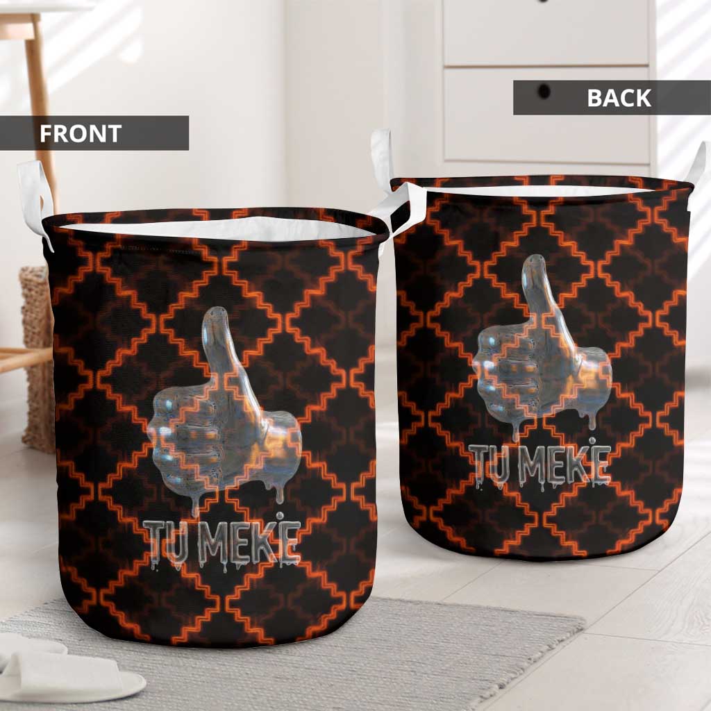 Tu Meke Maori New Zealand Slang Laundry Basket with Glow Neon Step Style TS04 - Polynesian Pride