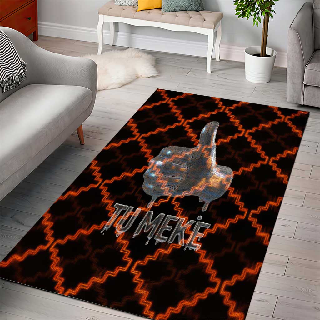 Tu Meke Maori New Zealand Slang Area Rug with Glow Neon Step Style TS04 - Polynesian Pride