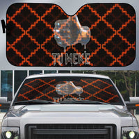 Tu Meke Maori New Zealand Slang Auto Sun Shade with Glow Neon Step Style TS04 Black Orange - Polynesian Pride