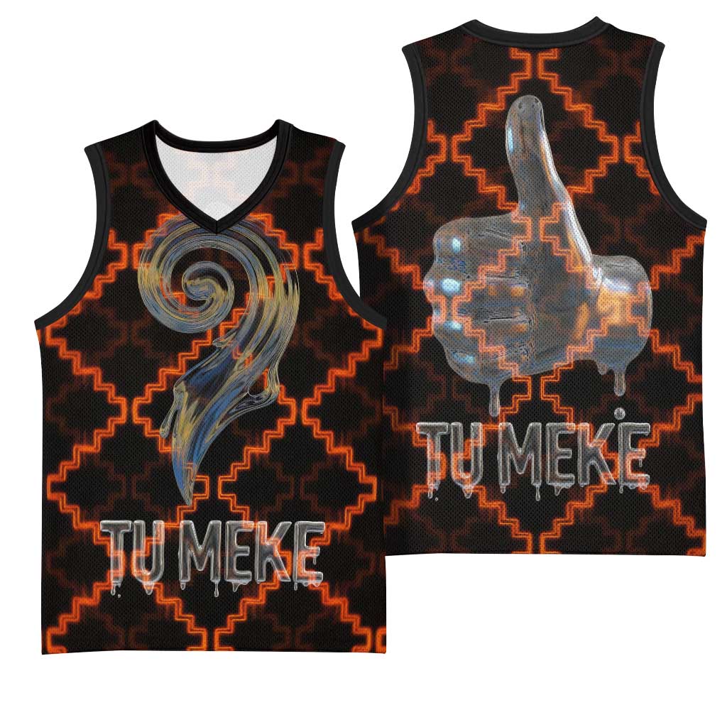 Tu Meke Maori New Zealand Slang Basketball Jersey with Glow Neon Step Style TS04 - Polynesian Pride